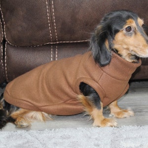Brown Mini Dachshund Fleece Sweater (measurements in item description)