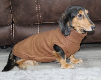 Brown Mini Dachshund Fleece Sweater (measurements in item description)