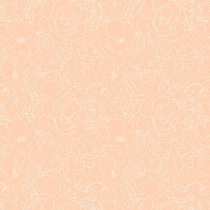 Wilmington Prints Peach Whispers Floral Outlines Quilting Cotton Fabric- Peach