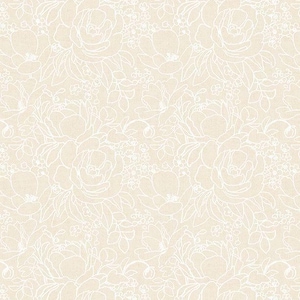 Wilmington Prints Peach Whispers Floral Outlines Quilting Cotton Fabric- Cream