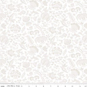 Riley Blake Liberty Lasenby Silhouette Victoria Lace Floral Quilting Cotton Fabric- Cream On Cream