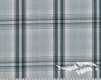 Silver Plaid Yarn Dyed Poly Cotton Fabric