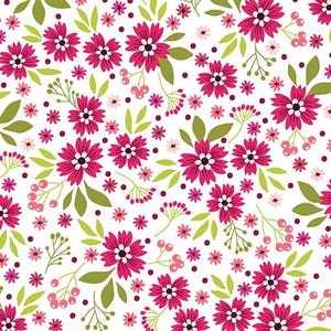 Benartex Among The Wildflowers Poppies Quilting Cotton Fabric- Berry