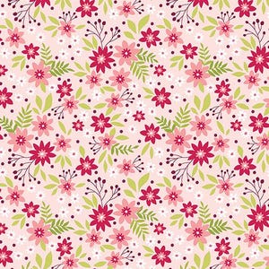 Benartex Among The Wildflowers Primrose Quilting Cotton Fabric- Coral