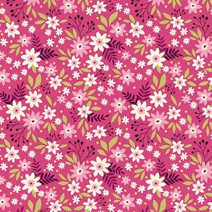 Benartex Among The Wildflowers Primrose Quilting Cotton Fabric- Berry