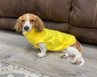 Yellow Mini Dachshund Fleece Sweater (measurements in item description)