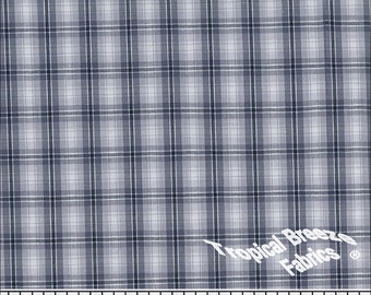 Slate Blue Plaid Yarn Dyed Poly Cotton Fabric