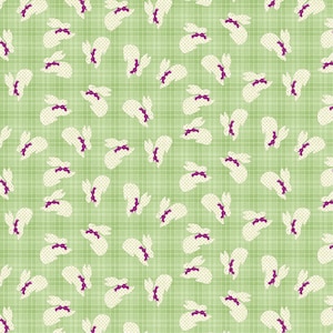 Benartex A Wooly Garden Bunnies Quilting Cotton Fabric- Light Green