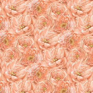 Wilmington Prints Peach Whispers Packed Tonal Flowers Quilting Cotton Fabric- Peach