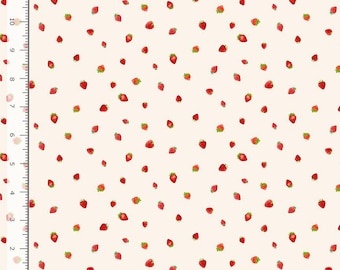 Timeless Treasures Berry Sweet Mini Strawberries Quilting Cotton Fabric- Cream