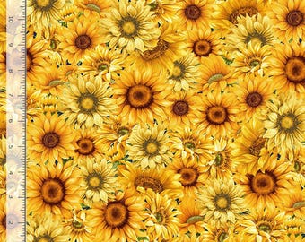 Timeless Treasures Sunflower Farm Packed Sunflowers Quilting Cotton Fabric- Sunflower