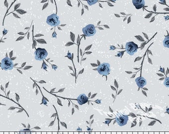 Poly Cotton Fabric, Dress Fabric, Silver Roses