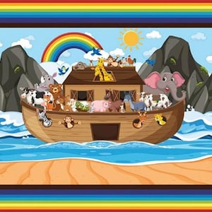 Noah&#39;s Ark Quilt Panel - (36&quot;x42&quot;) Quilting Cotton Fabric