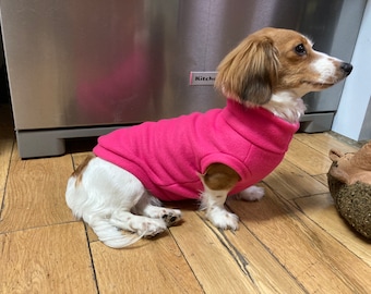 Fuchsia Mini Dachshund Fleece Sweater (measurements in item description)