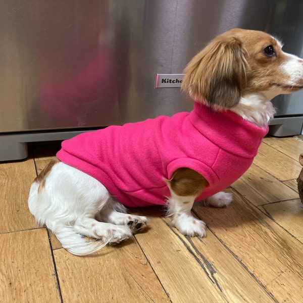 Fuchsia Mini Dachshund Fleece Sweater (measurements in item description)