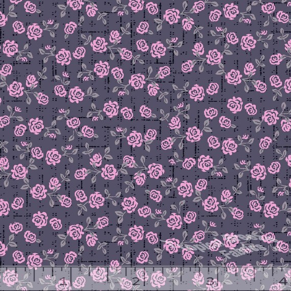 Poly Cotton Fabric by the Yard Dress Fabric Gray Small Rose Etsy