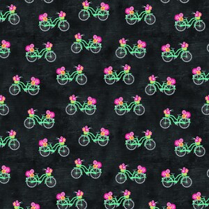 Benartex At Home Bicycle Time Quilting Cotton Fabric- Slate/Multi