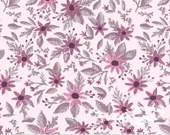 Poly Cotton Fabric by the yard, Dress Fabric, Rose Wildflowers