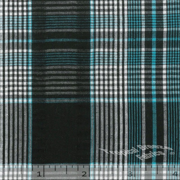 Seersucker Plaid Fabric, Turquoise