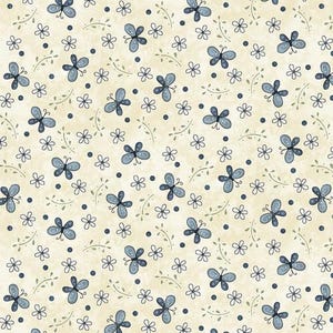 Henry Glass Butterflies And Bloom Medium Butterfly Toss Quilting Cotton Fabric- Cream