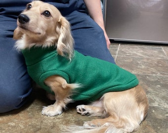 Dark Green Mini Dachshund Fleece Sweater (measurements in item description)