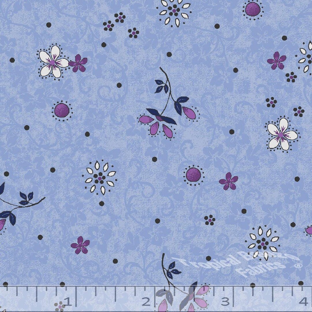 Blue Mist Summer Flowers Poly Cotton Fabric - Etsy