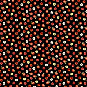 Timeless Treasures Orchard Valley Mini Apples  and  Slices Quilting Cotton Fabric- Black