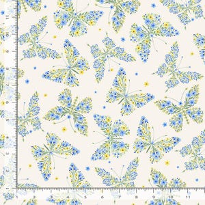 Timeless Treasures Bee Kind Floral Butterflies Quilting Cotton Fabric- Cream