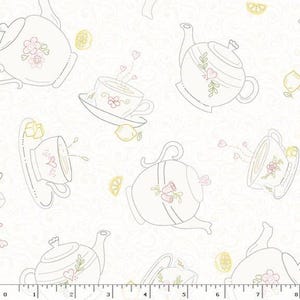 &quot;Marcus Fabrics Tea For Two &quot;&quot;Tea Time&quot;&quot; Quilt-Baumwollstoff - Creme.&quot;