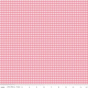 Riley Blake Small 1/8&quot; Gingham Quilting Cotton Fabric- Sugar Pink