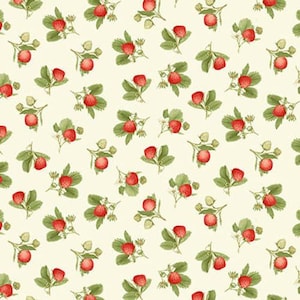 Henry Glass Strawberry Garden Multi Small Tossed Strawberries Quilting Cotton Fabric
