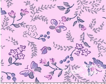 Poly Cotton Fabric, Dress Fabric, Pink Lavender Butterflies