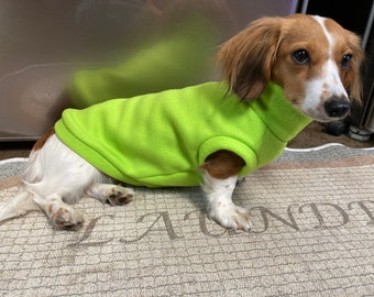 Lime Green Mini Dachshund Fleece Sweater (measurements in item description)