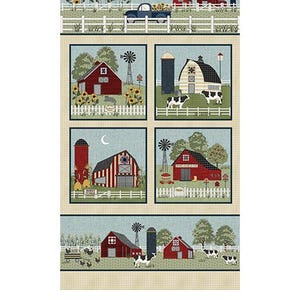Benartex Heartland Panel 24&quot;x44&quot; Quilting Cotton Fabric- Tan/multi