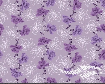 Poly Cotton Fabric by the yard, Dress Fabric, Lavender Blossom