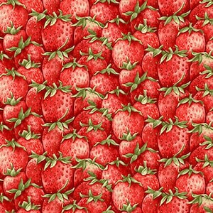 Henry Glass Strawberry Garden Packed Strawberries Quilting Cotton Fabric- Red