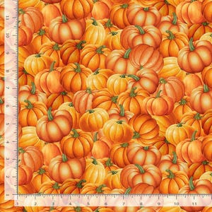 Timeless Treasures Gather With A Grateful Heart Packed Pumpkin Quilting Cotton Fabric- Pumpkin