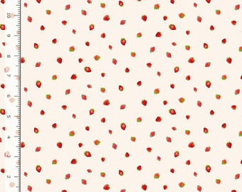 Tessuto di cotone per trapuntatura Timeless Treasures Berry Sweet Mini Strawberries - Crema - Venduto tagliato su misura!