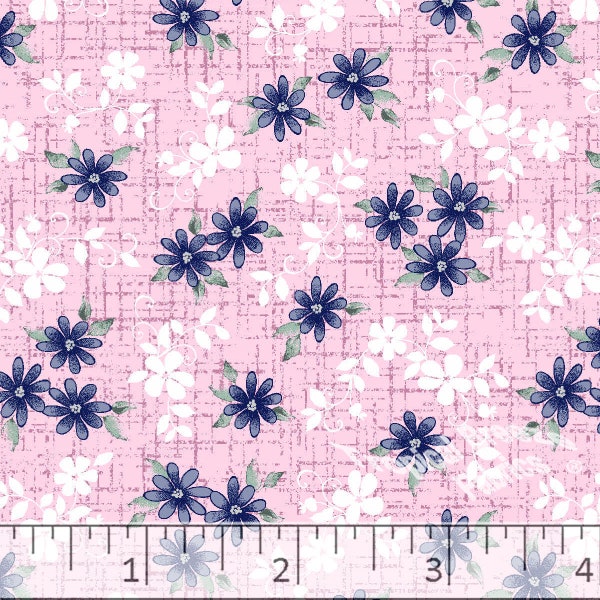 Poly Cotton Fabric by the yard, Dress Fabric, Pink Floral