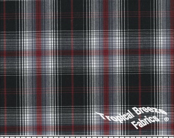 Ruby Red Plaid Yarn Dyed Poly Cotton Fabric