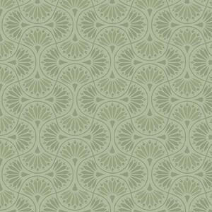 Wilmington Prints Peach Whispers Tiled Fans Quilting Cotton Fabric- Green