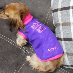 Personalized Pretty Girl Mini Dachshund Fleece Sweater (measurements in item description)