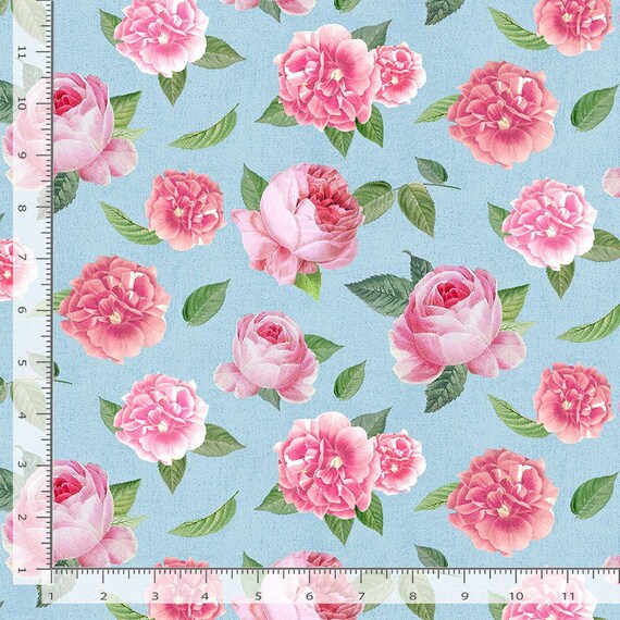 Timeless Treasures Belle Fleur Tossed Rosa Rosen Quilting