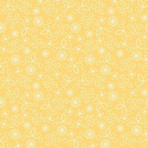 Benartex Among The Wildflowers Tin Lantern Quilting Cotton Fabric- Buttercup