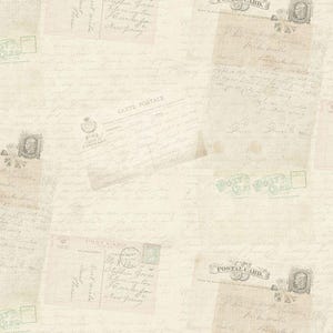 Timeless Treasures Jardin Postcards Tessuto di cotone per trapuntatura - Crema
