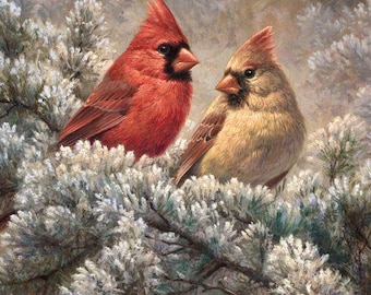 Cardinal Couple Panel (35.5&quot;x44&quot;) Quilting Cotton Fabric