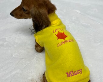 Personalized Little Sunshine Mini Dachshund Fleece Sweater (measurements in item description)