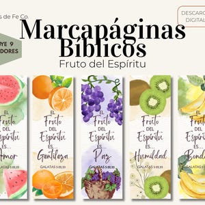 Fruit of the Spirit Bookmarks | Marcadores Bíblicos | El Fruto del Espíritu | Christian Printable Set | Spanish Scripture | Digital Download