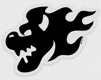 Flame Beast Silhouette | Black Fire Monster | Retro Racing Emblem Sticker