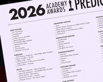 2026 Film Awards Predictions PDF | Nomination Tracker + Bonus Streaming Watchlist | Printable Awards Season Guide for Movie Fans (Updated)